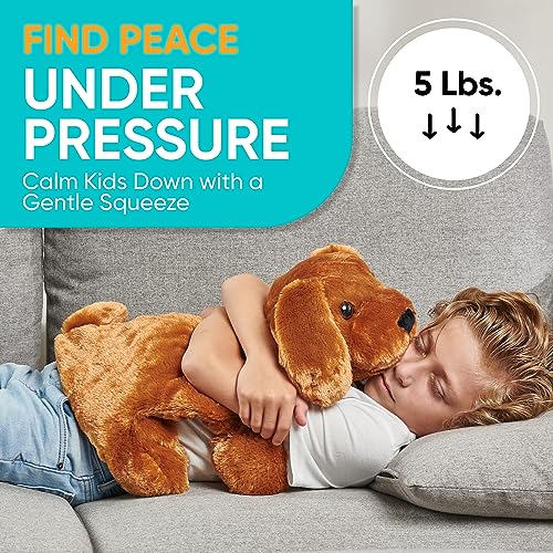 Image of FRIENDLY CUDDLE Weighted Lap Blanket for Kids & Adults - Kids Weighted Blanket - ASD, Sensory Processing Weighted Stuffed Animals Dog Toy - Microwavable Weighted Lap Pad for Kids, 5 Lbs.