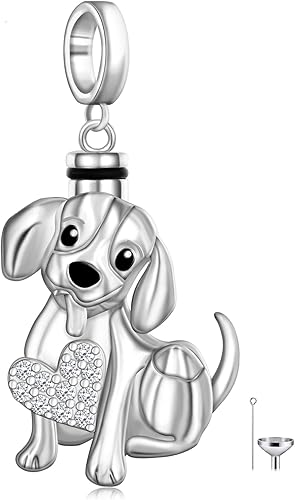 Abalorio de perro de plata de ley 925 para cenizas para pulsera, recuerdo de cremación, regalo de joyería para mujeres y niñas, Plata esterlina,