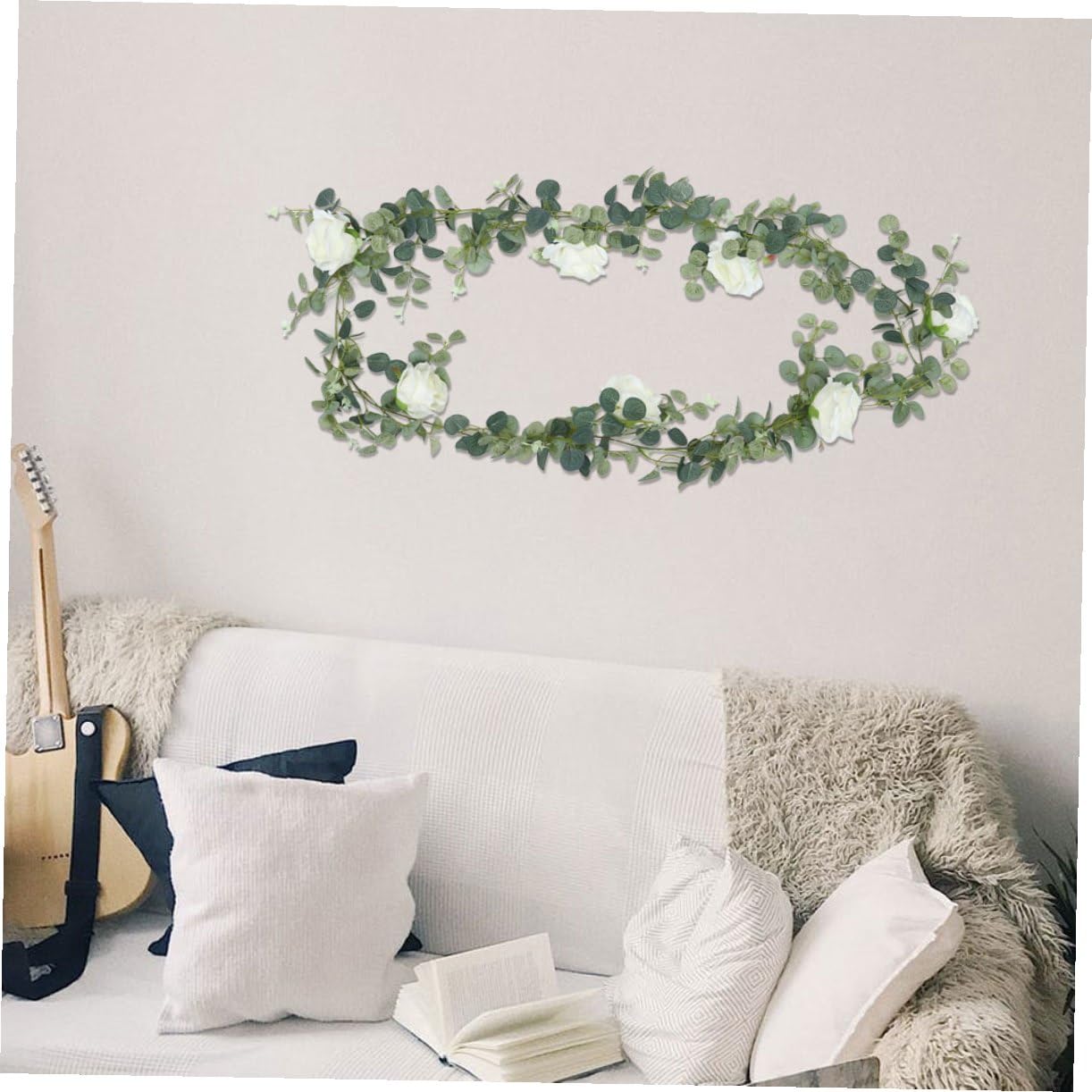 Zerodeko 3pezzi Ghirlanda Decorativa Di Viti Artificiali Eucalipto e Bianche Decorazione Da Parete Per Casa e Eventi