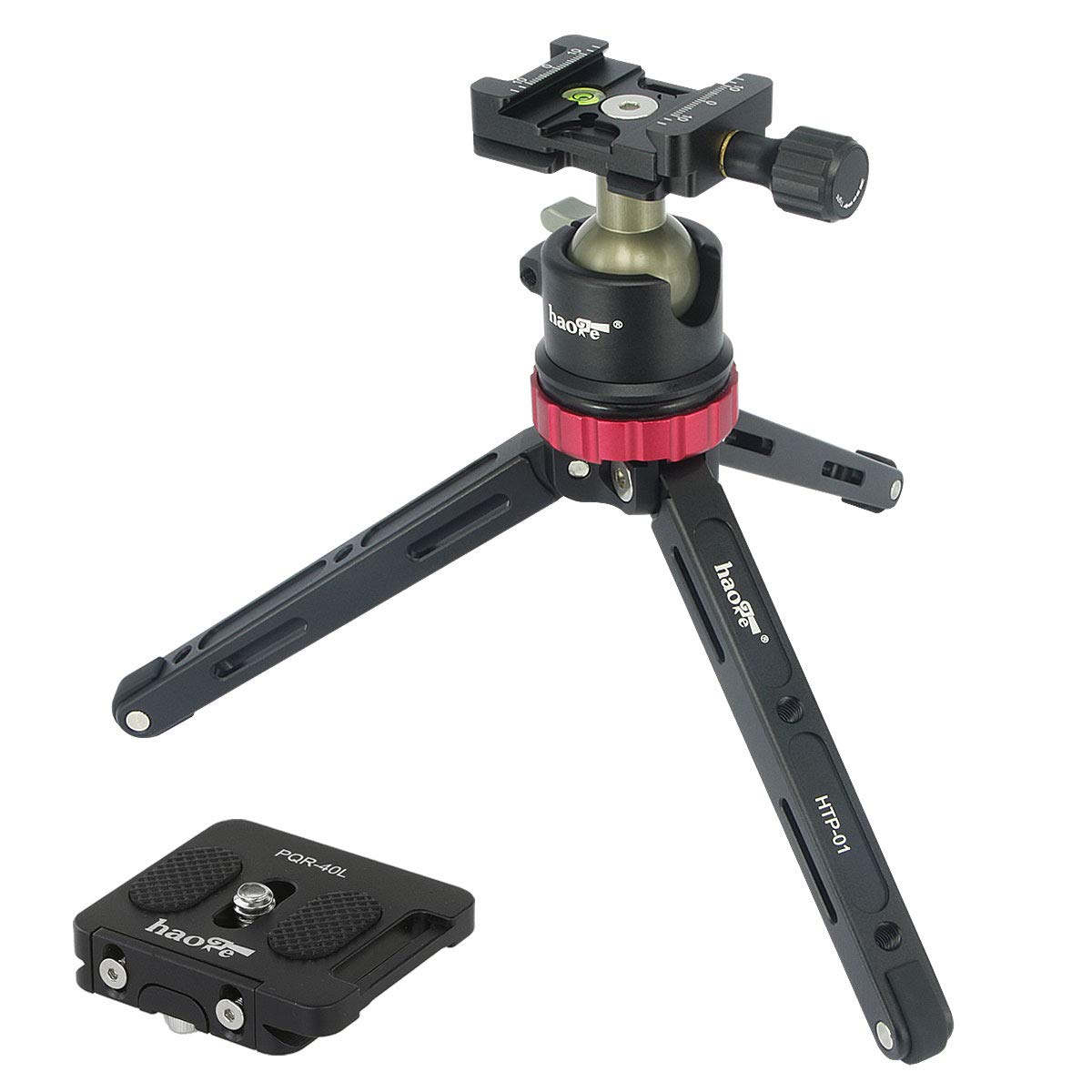 Haoge HTP-01 - Treppiede da tavolo da tavolo con testa a sfera a basso profilo e piastra a sgancio rapido per videocamera digitale ad angolo basso, macrofotografia, carico massimo 6,8 kg