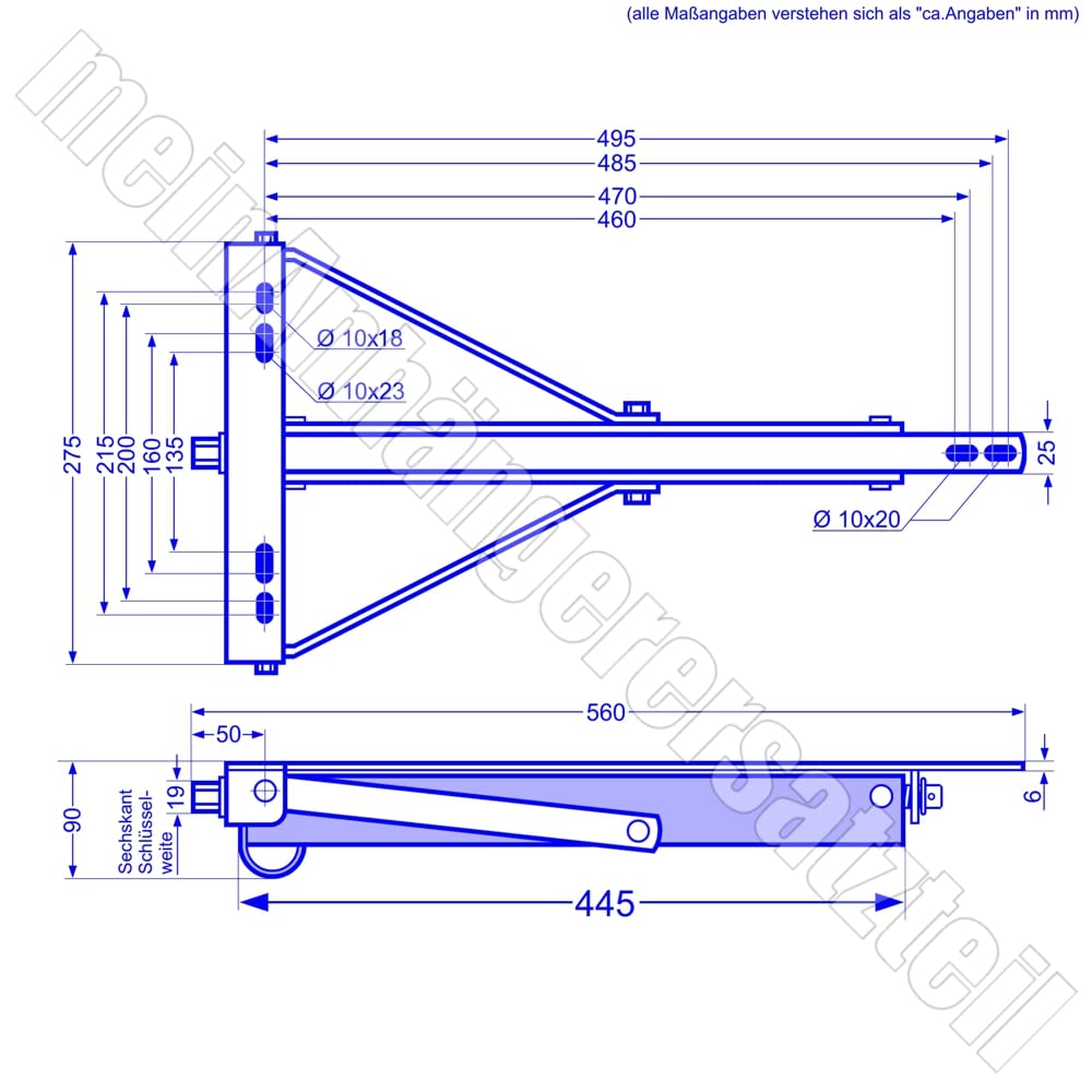 meinAnhängerersatzteil mAe Ausdrehstütze Wohnwagenstütze Kurbelstütze 450kg - 450mm
