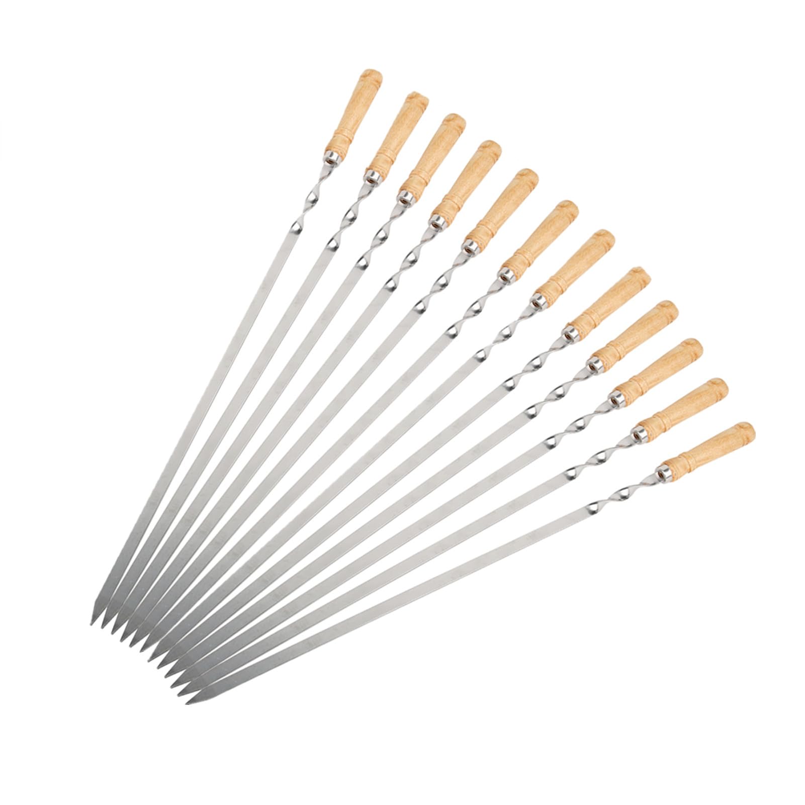 Cyrank 12 Spiedini di Kabob, in Acciaio Inox Piatto Lungo per Barbecue Spiedini per Barbecue Riutilizzabili per Barbecue Spiedini per Barbecue Spiedini per Grigliare Carne Gamberetti Pollo Verdure
