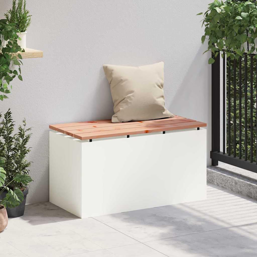 Banco de jardín (80 x 40 x 43 cm, asiento de patio moderno con marco de acero