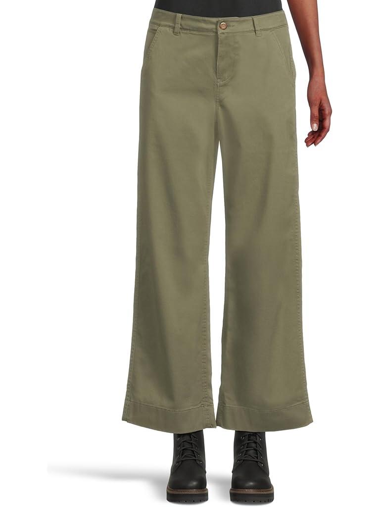 Olive L.L.Bean Comfort Stretch Chino Mid-Rise Wide-Leg Pants