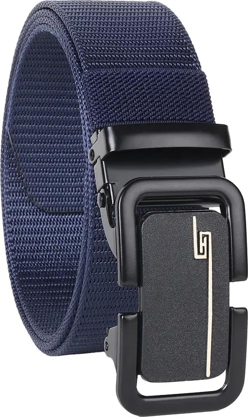 Nylon Web Belt for Men, Navy Blue, Automatic Buckle, Adjustable Casual Strap-image-9
