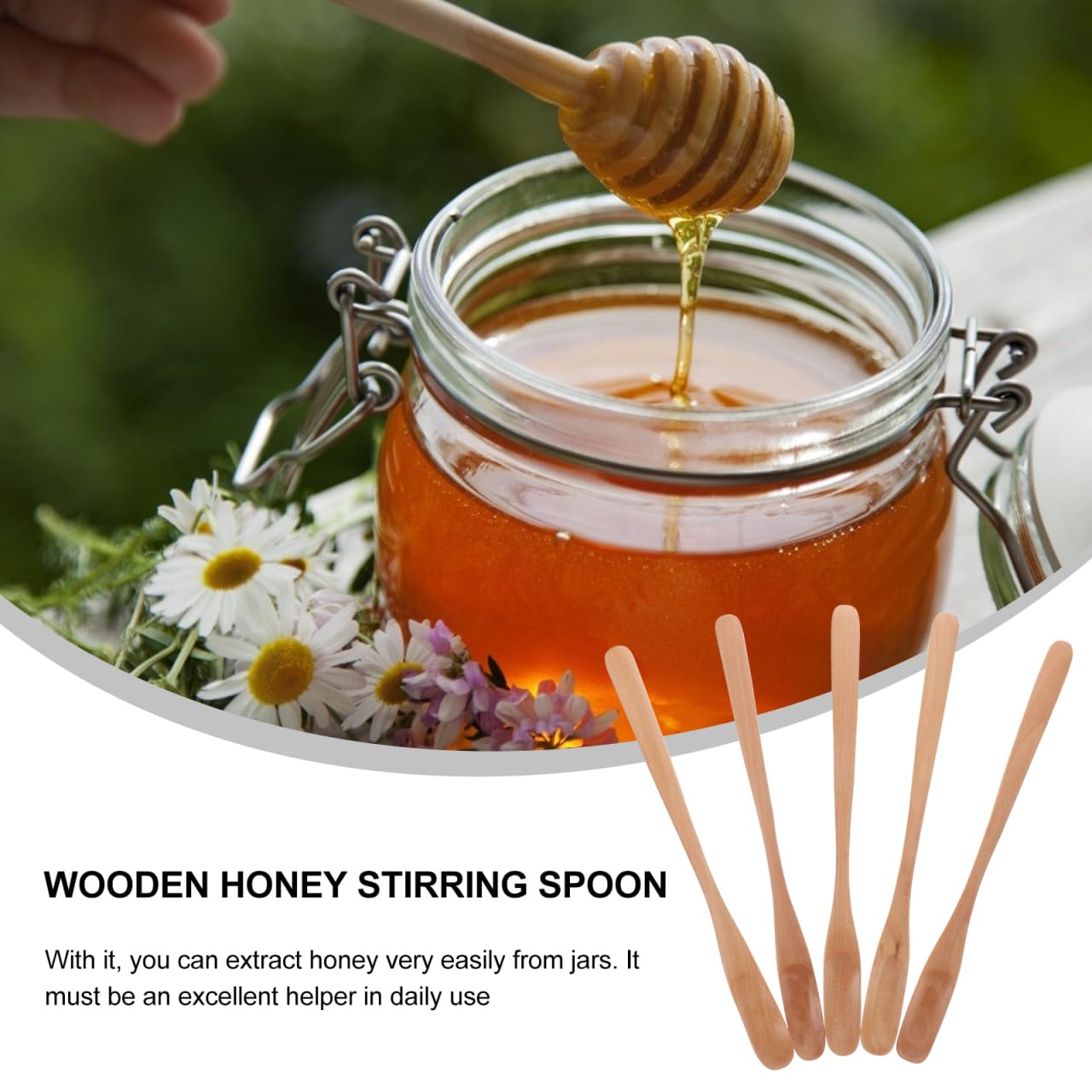 Unomor Material Honey Stirring Scoop 5pc Honey Stirring Spoons for Coffee Syrup Jam Molasses Safe Comfortable to Use