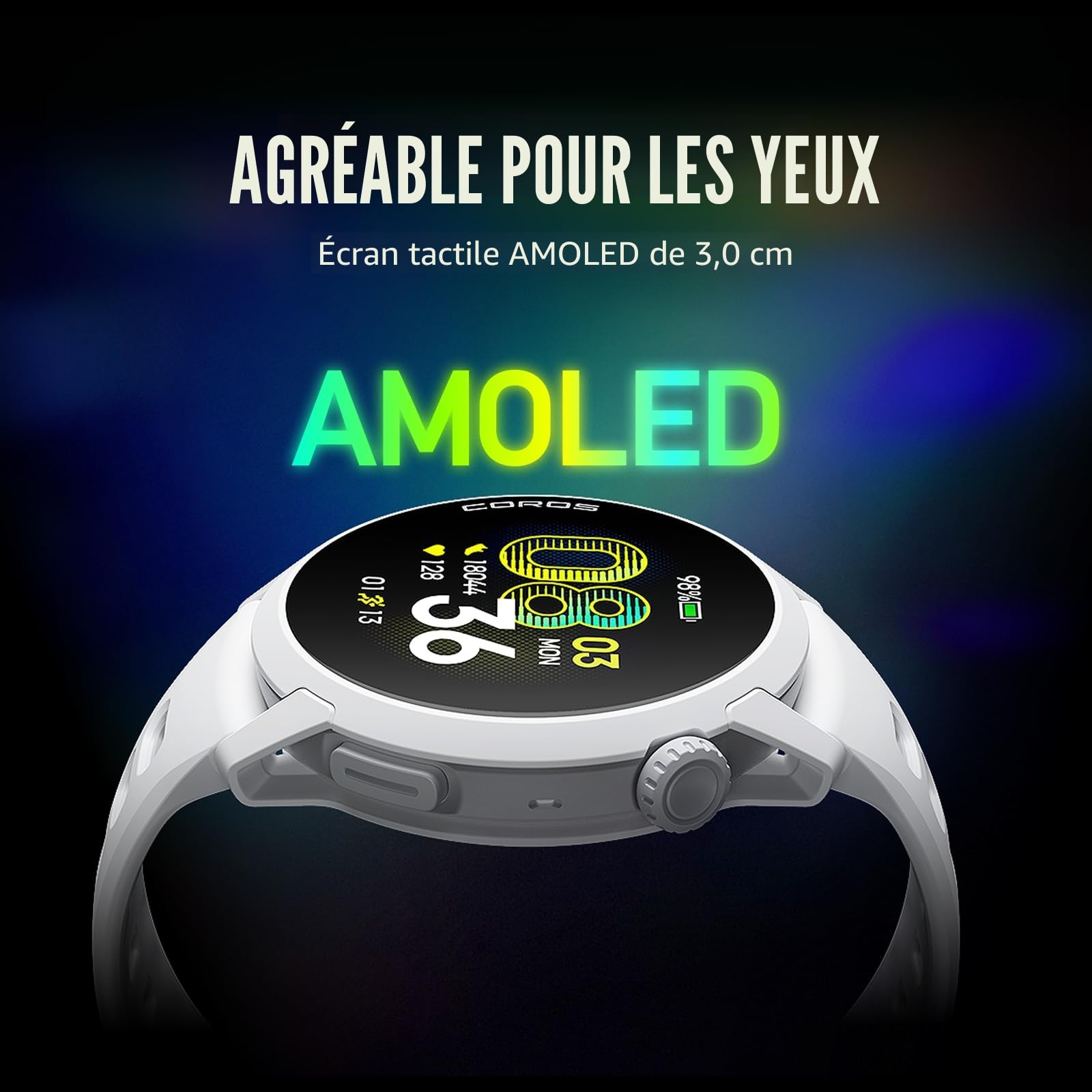 COROS Pace 4 Montre Sport Ultralégère, Écran Tactile AMOLED 1,2", 32g Montre Running, 19 Jours d'usage, Contrôle Vocal, Outils d'entraînement, GPS précis, Plan d'entraînement (Nylon Noire)