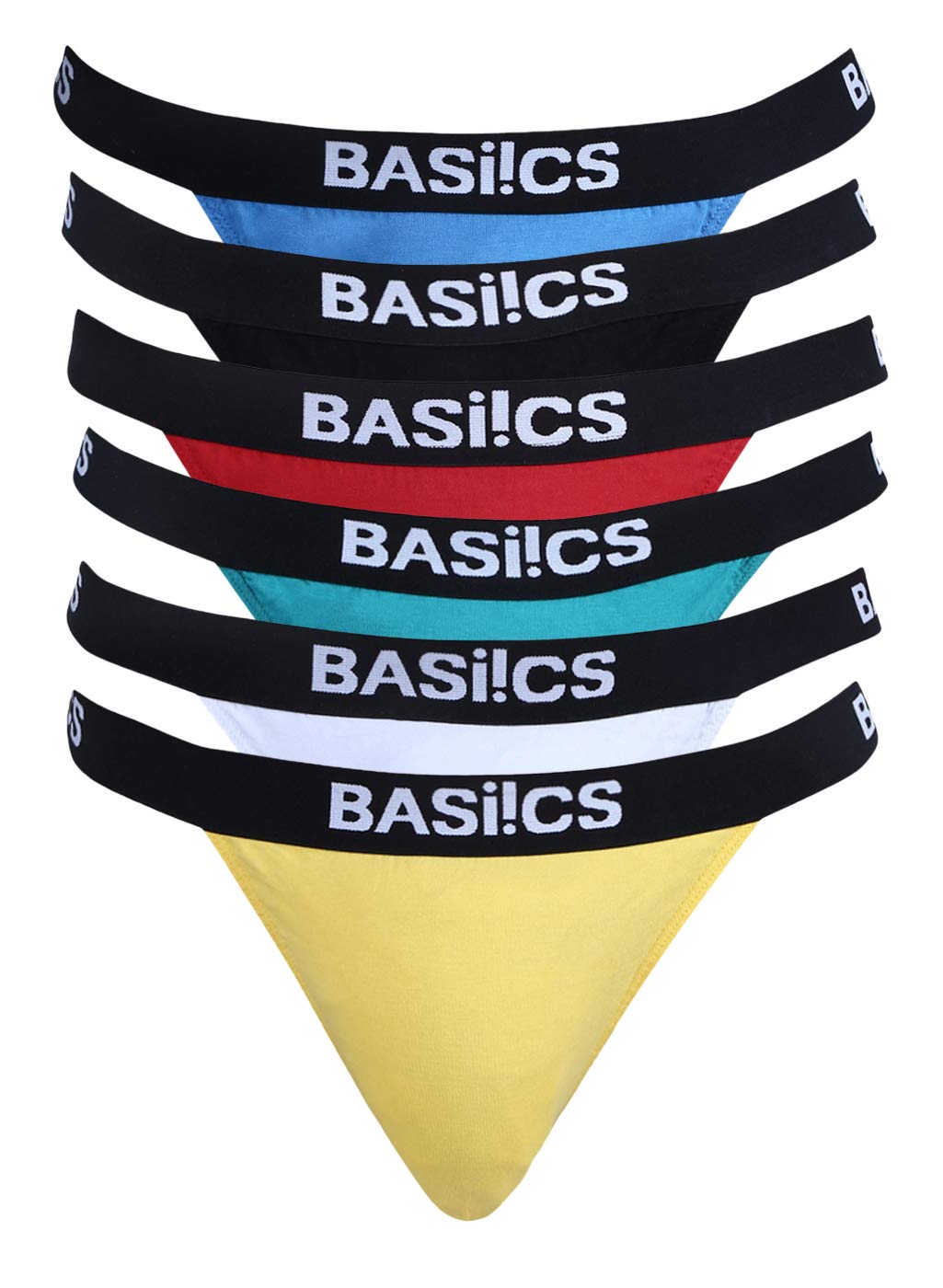 BASIICS by La Intimo Men's Prime Thong Underwear (Pack of 6)