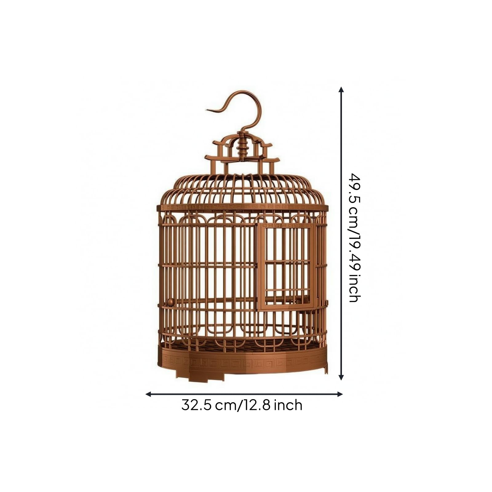 Vogelkäfig mit Haken Rund Rundkäfig Kompakt für Kanarienvögel, Vogelbesitzer, Wohnzimmer, 32,5 cm Durchmesser 49,5 cm Höhe, Style to 1