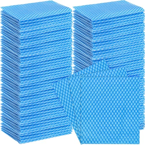 Tioncy 300 Pcs Disposable Dish Cloths for Kitchen Disposable Cleaning Cloth and Towels Handy Cleaning Wipes Disposable Rags for Kitchen and Office(Blue)