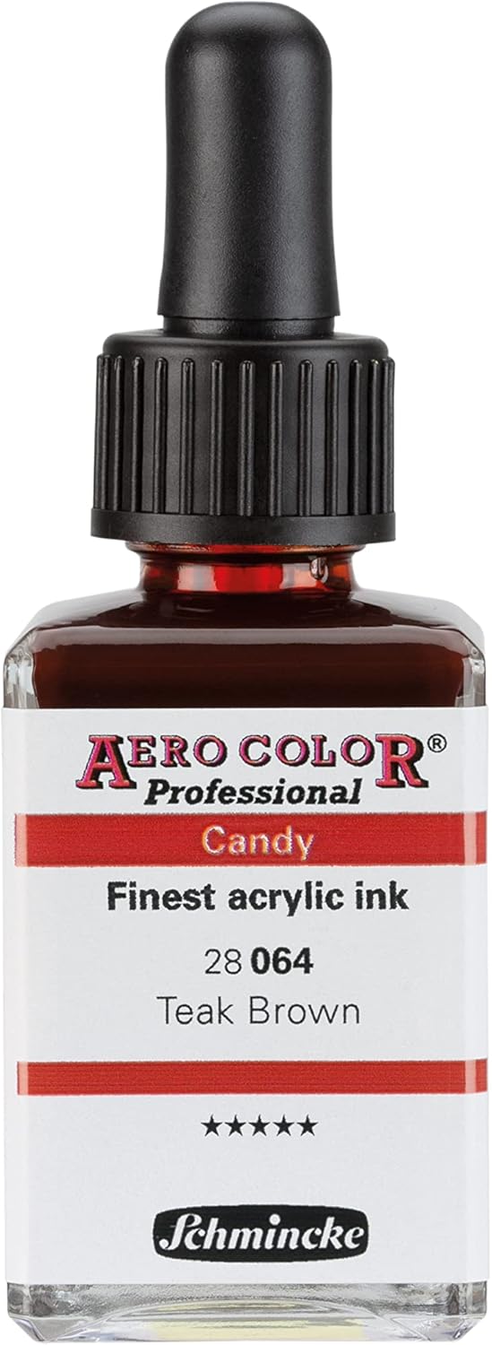 Schmincke - AERO COLOR® Professional - Finest liquid, high color acrylic paint for acrylic painting, airbrush, mixed media, acrylic ink, Teak Brown - 28 ml