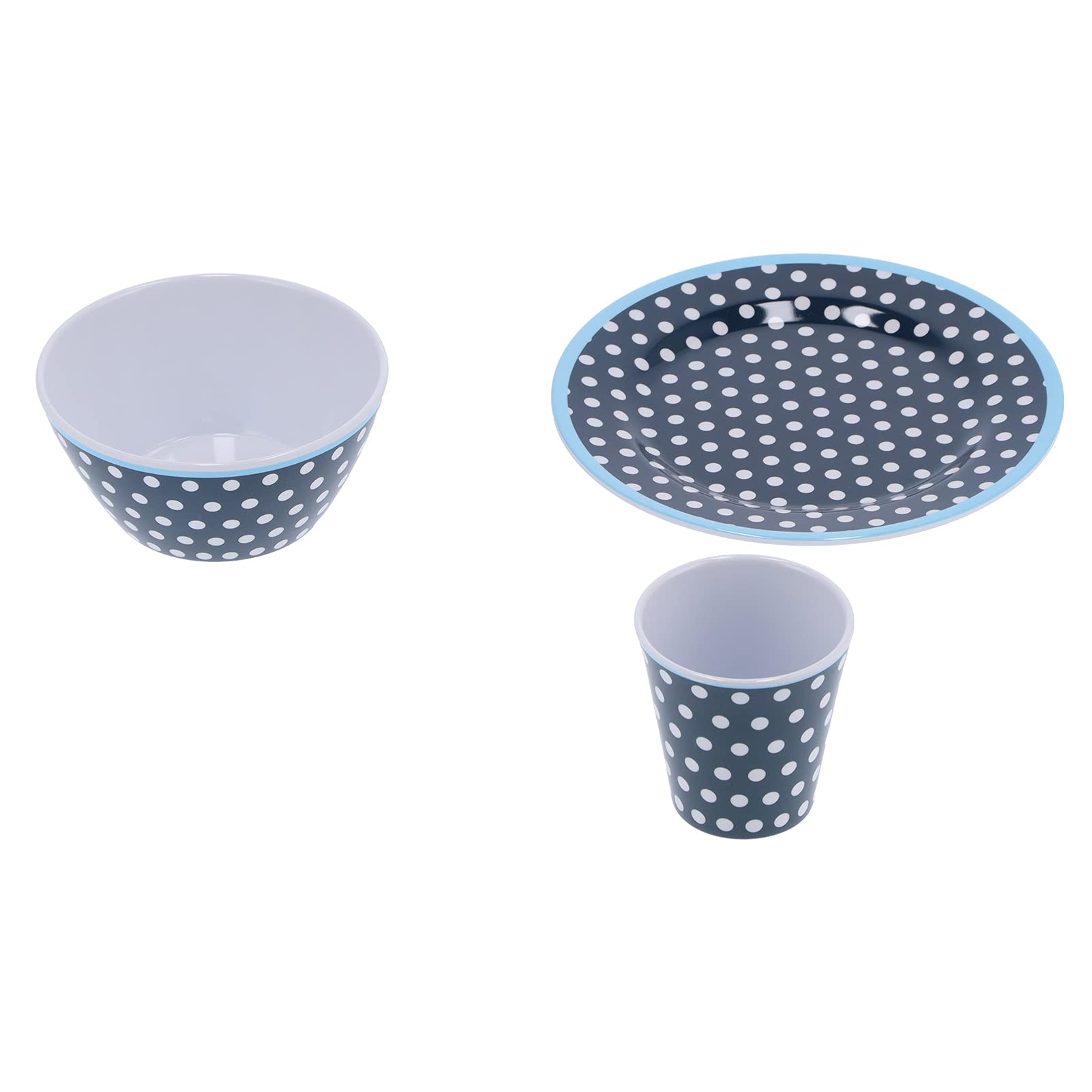 Juego de vajillas de punto azul oscuro de 12 piezas, plato de platos de ensaladera de tazas de material de melamina, elegante para restaurante en casa, vajilla con duración y