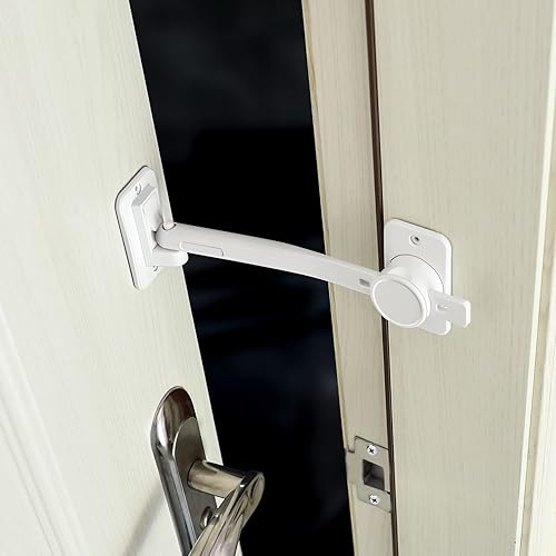 Miniatura 8 de CLYMENE Pestillo y tapón para puerta de gato, cerradura de puerta ajustable a prueba de niños y protector de pellizcos, deja que los gatos entren y