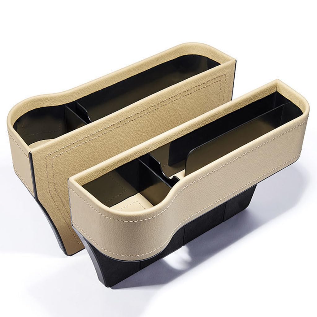 2 Stück Autositz Gap Aufbewahrungsbox Organizer für Porsche Cayenne 9PA/955 92A/958 9YA/PO536,Vordersitz-Lückenfüller Konsole Seitentaschen Zubehör,B-Beige
