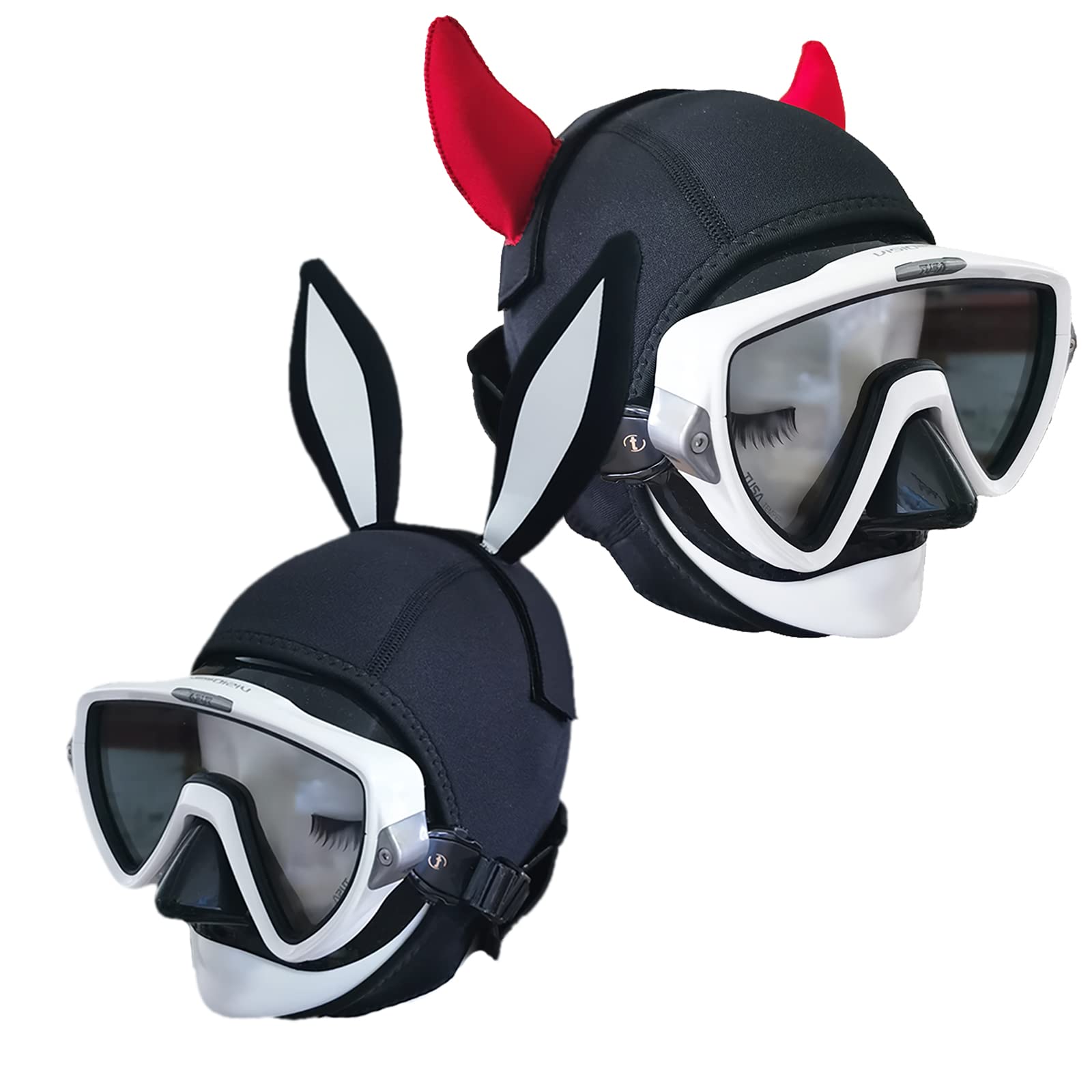 Wetsuit Hood 3mm Neoprene Scuba Diving Hood with Detachable Devil & Rabbit Ears as Black Surf Hood for Man Women Youth Kayaking Snorkeling Swimming Sailing Canoeing Water Sports