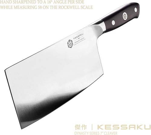 Miniatura 9 de Juego de cuchillos de carnicero de 7 pulgadas y cuchillos de deshuesar de 6 pulgadas, serie Dynasty - Acero alemán HC - Mango de espiga completa G10