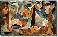 Quadro Estilo Picasso Cubista em Tela, Arte Moderna, Decoração para Sala