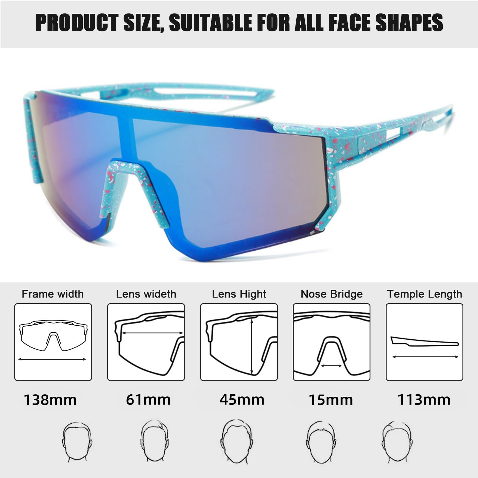 Karsaer Kids Teens Sports Non-Polarized Sunglasses Youth Baseball Cycling Glasses for Boys Girls E1225, Blue, Small - Image 4 thumbnail