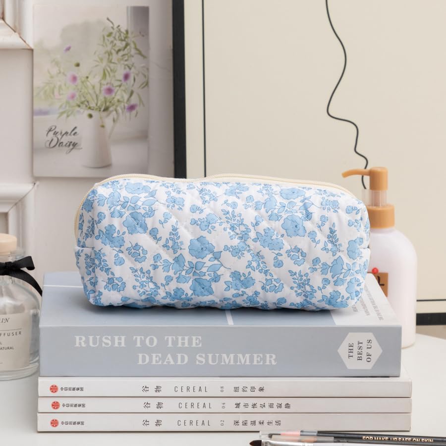 Image of Carry bloom Pencil Pouch Cute Pencil Case for Girls Aesthetic Pencil Bag with Zipper Pen Cases School Supplies Makeup Bag (10 floral bow)