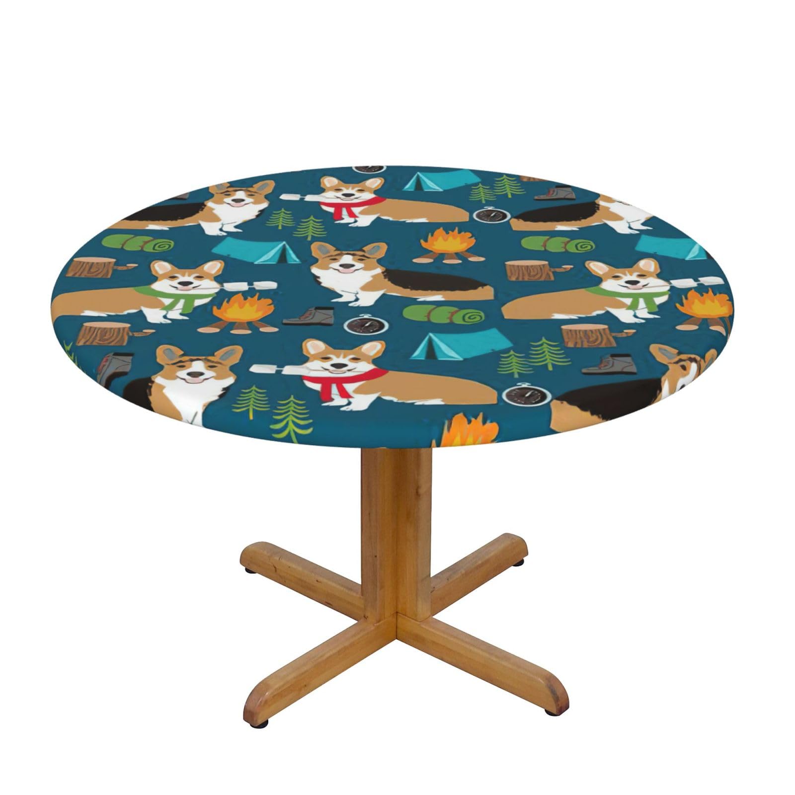 Corgi Print Wipe Clean Oval Tablecloth Stain-Resistant Dining Table Accessories Table Protector For Home