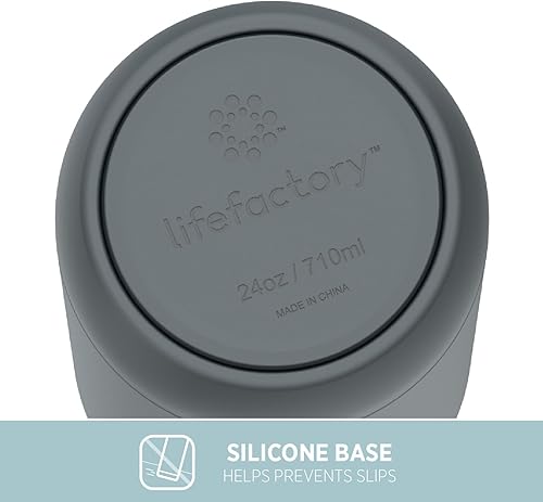 Miniatura 7 de Lifefactory Botella deportiva aislada al vacío de acero inoxidable con tapa de pajita, 24 onzas, carbono