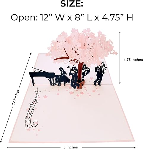 Miniatura 4 de iGifts And Cards Smooth Jazz Band 3D Pop Up Tarjeta de felicitación  Regalos geniales para amantes de la música, impresionante árbol de cerezo,