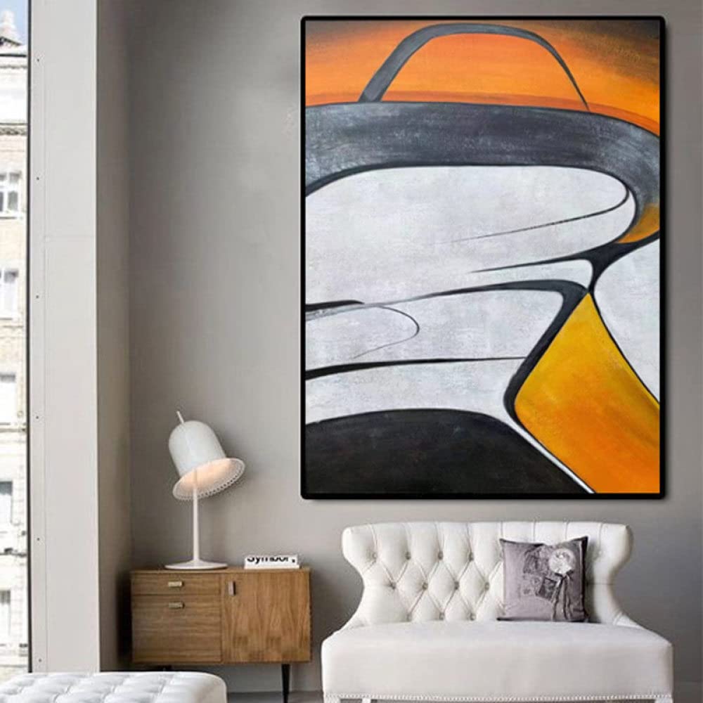 Pinturas Oleo,Creativo, Moderno, Negro, Naranja, Textura, Abstracto, Geométrico, Brutalismo, Ilustraciones, Pinturas, Pinturas Al Óleo Pintadas A Mano, sobre Lienzo, Arte De Pared para Sala De EST