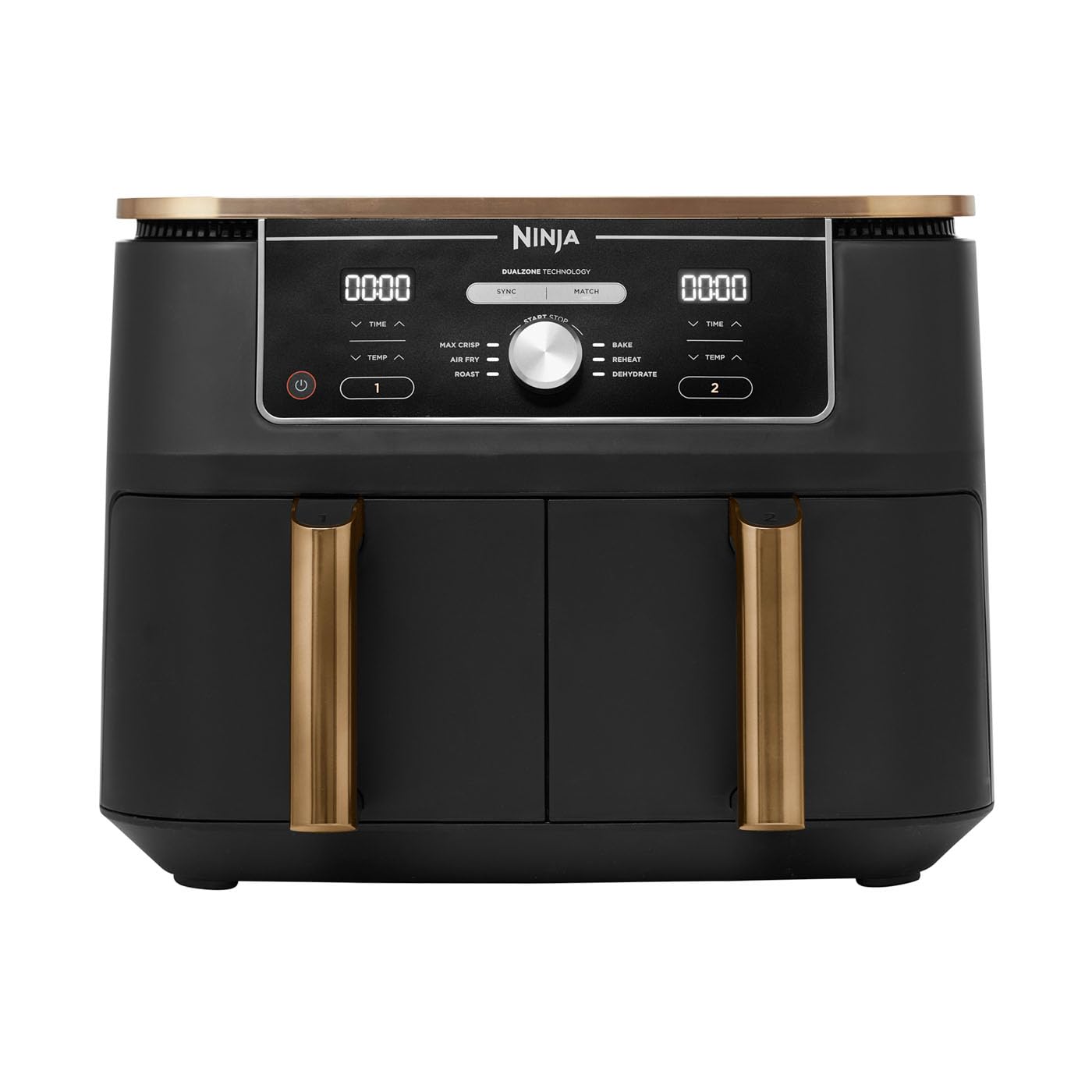 Ninja Freidora de aire Foodi MAX [AF400EUCP] doble compartimento, 9.5 l de capacidad, 2 cajones, 6 funciones, Color Negro Y Cobre