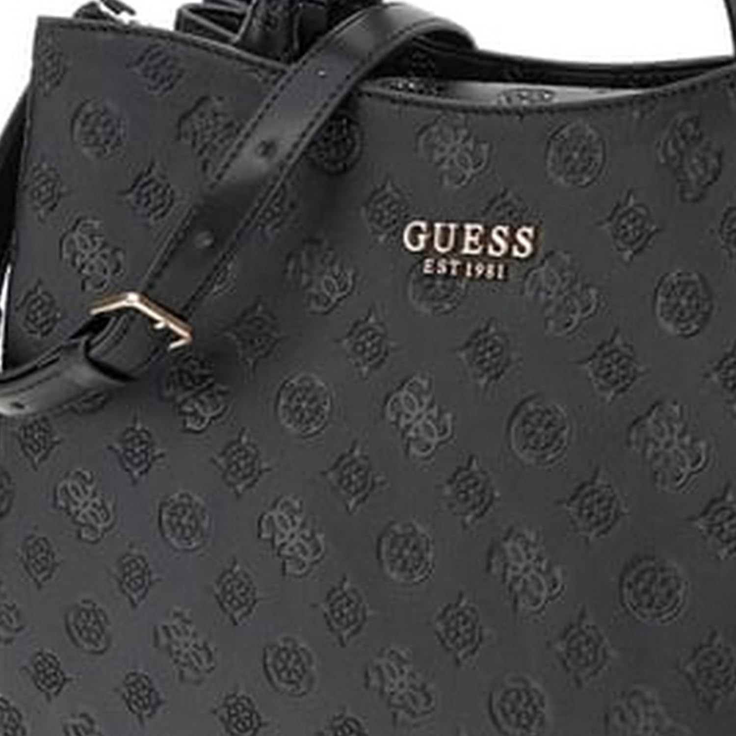 GUESS Phoebe Large Girlfriend Satchel Black Logo