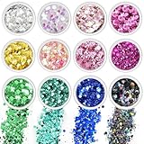 Soodyoow Purpurina en Polvo, 12 Colores Glitter Maquillaje Larga Duración, Brillantina para Ojos Cara Cuerpo Pelo Uñas, Kit Manualidades y Decoración para Fiestas Cumpleaños Halloween Navidad