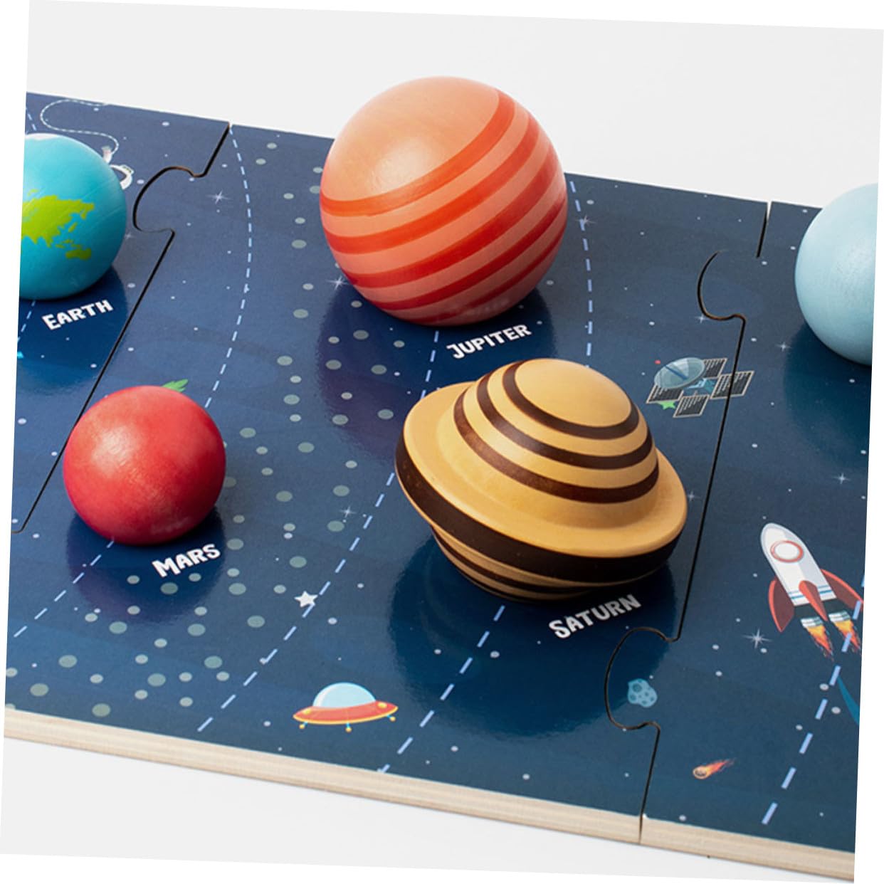 POPETPOP Rompecabezas Espaciales de Madera para Niños, Juego Educativo Ocho Planetas del Sistema Solar, Tablero de Cognición Planetaria para Desarrollo Cognitivo y Aprendizaje Espacial