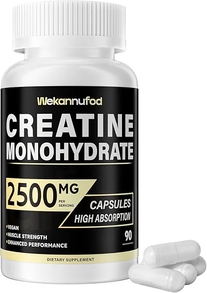 Wekannufod Creatine Monohydrate 2500mg, 90 Capsules - Gluten Free, Non-GMO