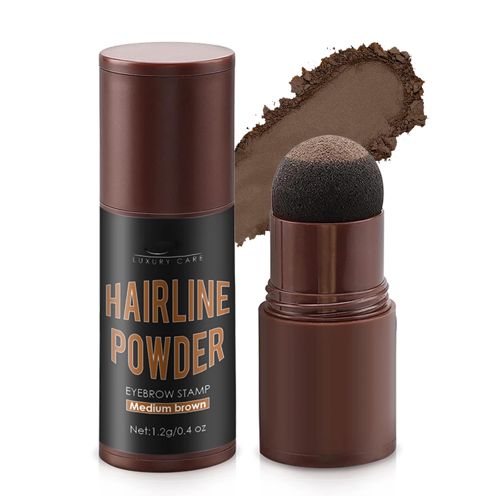 Hairline Powder Stick, Hairline Shadow Powder for Thinning Hair, Bald Spots, Root Cover up Powder for Women Men Instantly Conceals Hair Loss, Hairline Contouring Shadow Powder Waterproof (Medium Brown)