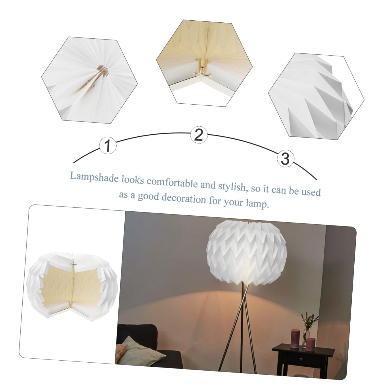 Paralume per Lampadario a Lanterna Pieghevole Origami Bianco | Carta, Stile Semplice, per Casa e Housewarming, Decorazione Sospesa per Salotto, Bar e Caffetteria