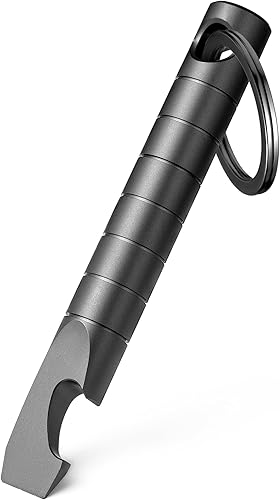 TISUR Barra de palanca para llavero, mini herramienta EDC de titanio con abrebotellas, llavero pequeño de bolsillo para llevar todos los días