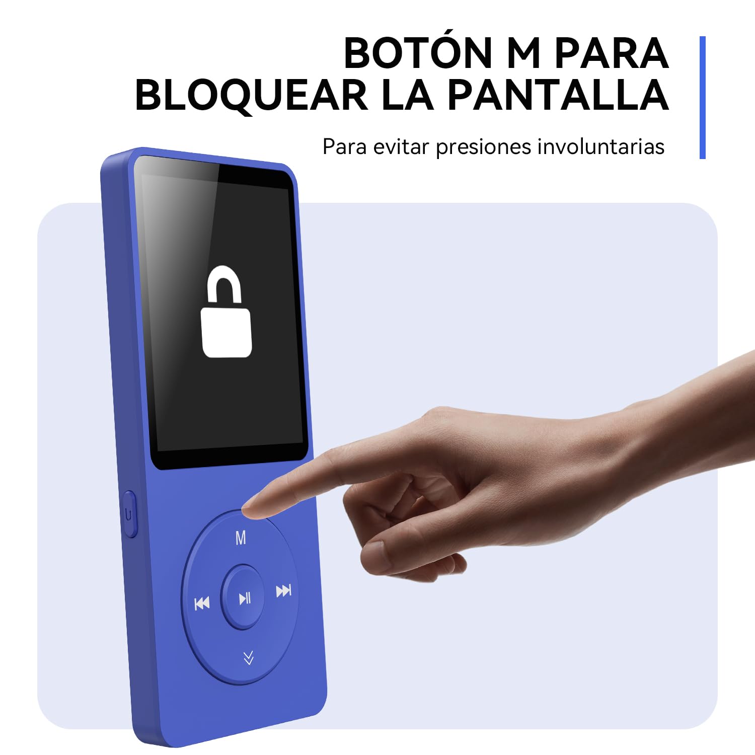 64GB Reproductor MP3 Bluetooth 5.3 con Caja, AGPTEK MP3 Player, Reproductor MP3 Deportivo Portátil, 1.8" Pantalla de 70H de Reproducción, MP3 de Niños Radio FM, Azul