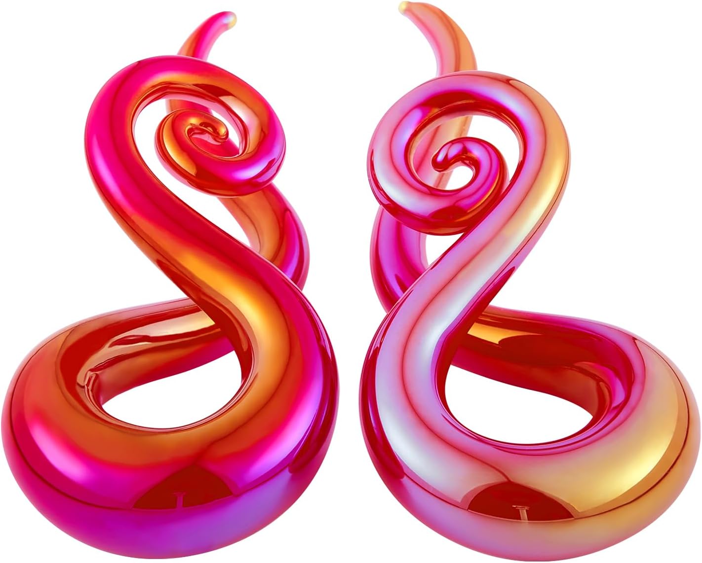 Qmcandy 2pcs Glass Splatter Spiral Ear Tapers Hanger Gauges Piercing Gauges for Ear 4g-12mm
