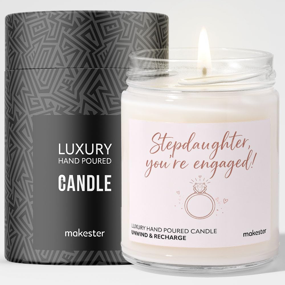 Engagement Gift for Stepdaughter - Luxury Soy Wax Candle - Vanilla, Jasmine, Sugared Almond - Makester — image 1