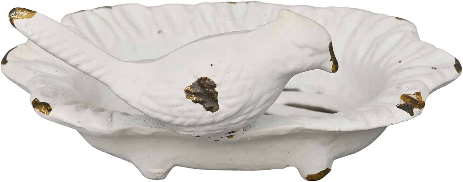 Vintage Heavy Duty Cast Iron Soap Holder Rustic Distressed Handmade Decor Bird Metal Soap Dish for Farmhouse Kitchen Bathroom Sink Vanity Organization Decorative Practical Bath Soap Box Container