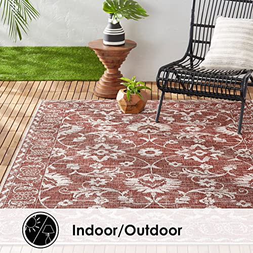 Nicole Miller New York Patio Country Ayala Botanical Floral Indoor/Outdoor Area Rug, Terracotta/Ivory, 7'9"x10'2" by Nicole Miller New York - Image 5