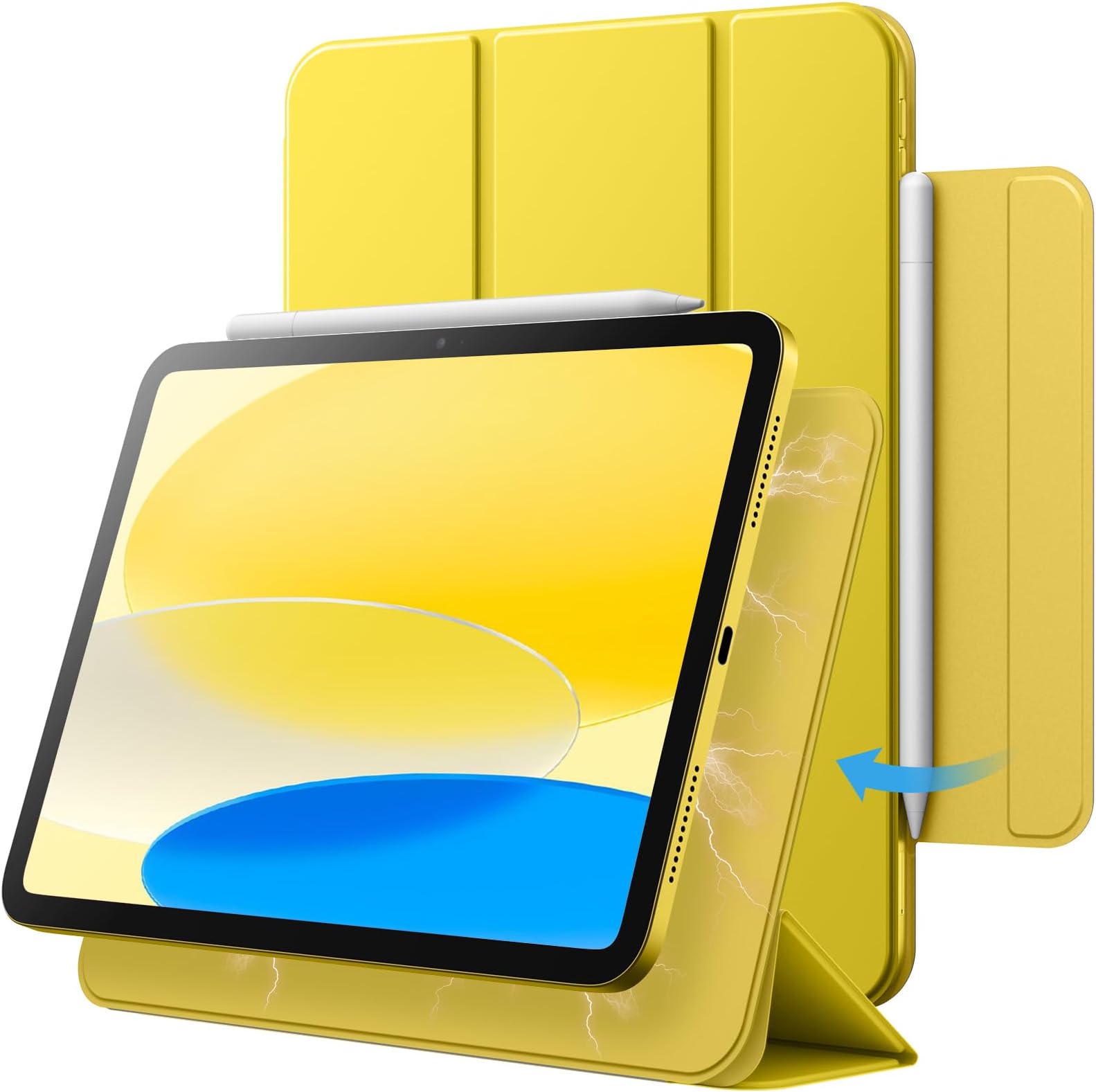 JETech Magnetic Case for iPad (A16) 11th/10th Generation (2025/2022), Magnetic Attachment, Slim Tablet Cover with Auto Wake/Sleep (Yellow)