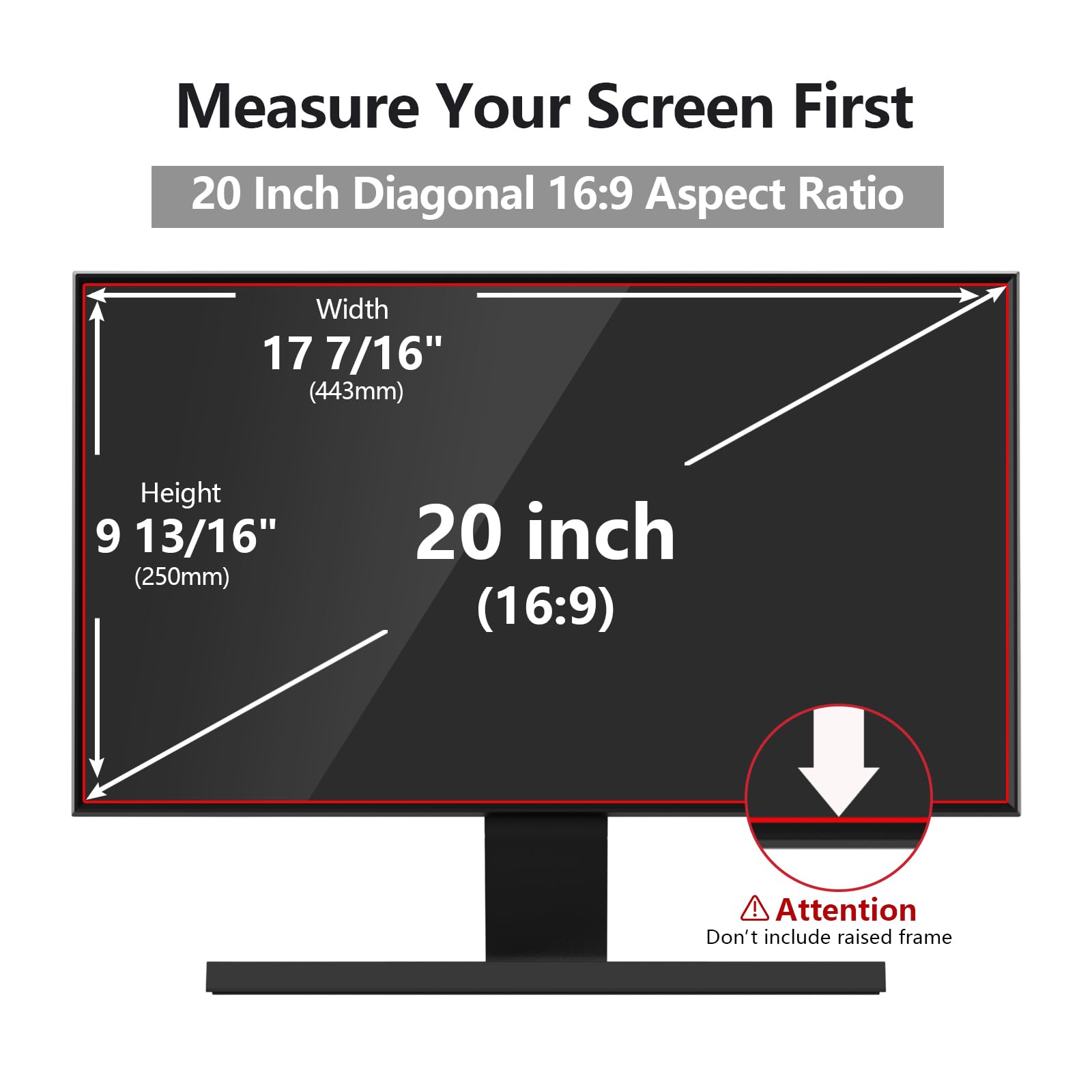 Protector de pantalla de privacidad para computadora de 20 pulgadas con HP Dell Acer Asus Samsung LG y más, filtro de protección de seguridad extraíble para monitor de relación de aspecto 16:9 como 2