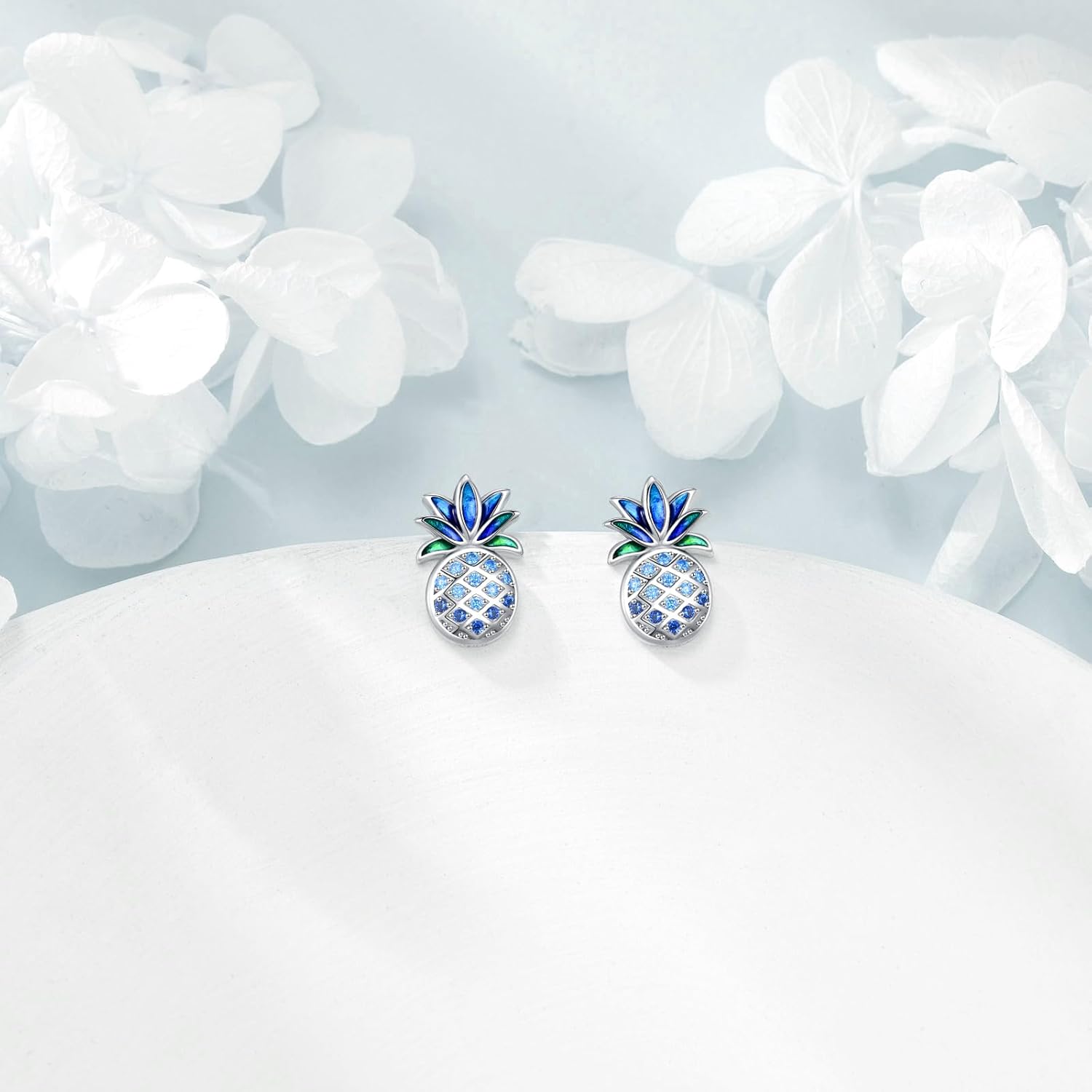 KZX Pineapple Earrings 925 Sterling Silver Fruit Stud Earrings Tropical Fruit Jewelry Gifts for Women - Image 2