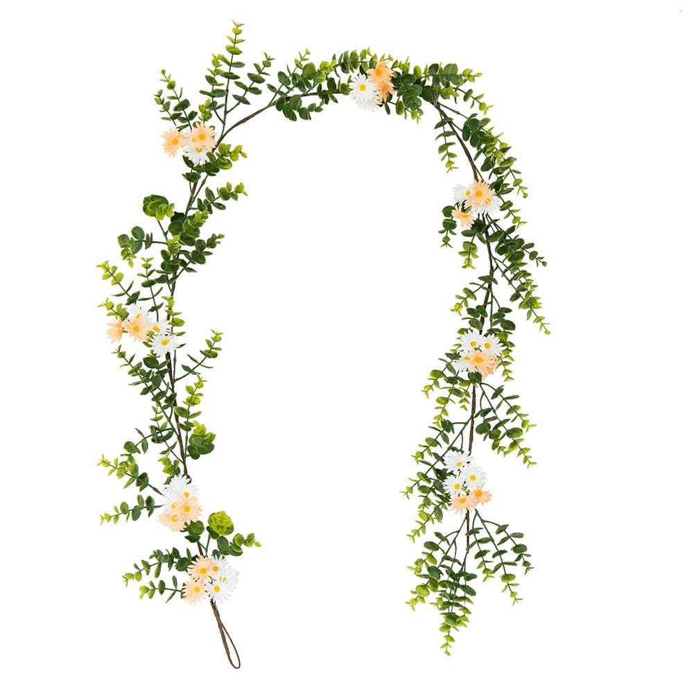 Guirlande de marguerites d'eucalyptus artificielles imitation fleurs haut de gamme