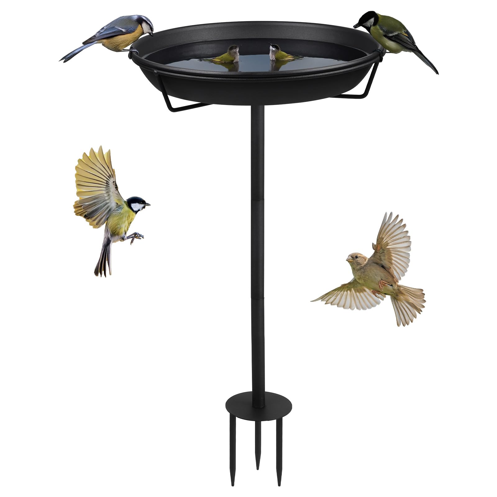 DBREAKS Mangiatoia Grande in Metallo per Uccelli, Abbeveratoio Vasca per uccelli Selvatici, 30.5 x 82 cm, Decorazione per Esterni, Giardino, Patio, Cortile, Prato, Nero