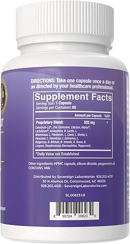 Miniatura 3 de Stomach Armor - Probiótico y preestable - Calostro liposomal LD mejorado. Las manchas beneficiosas colonizan y promueven la salud intestinal,