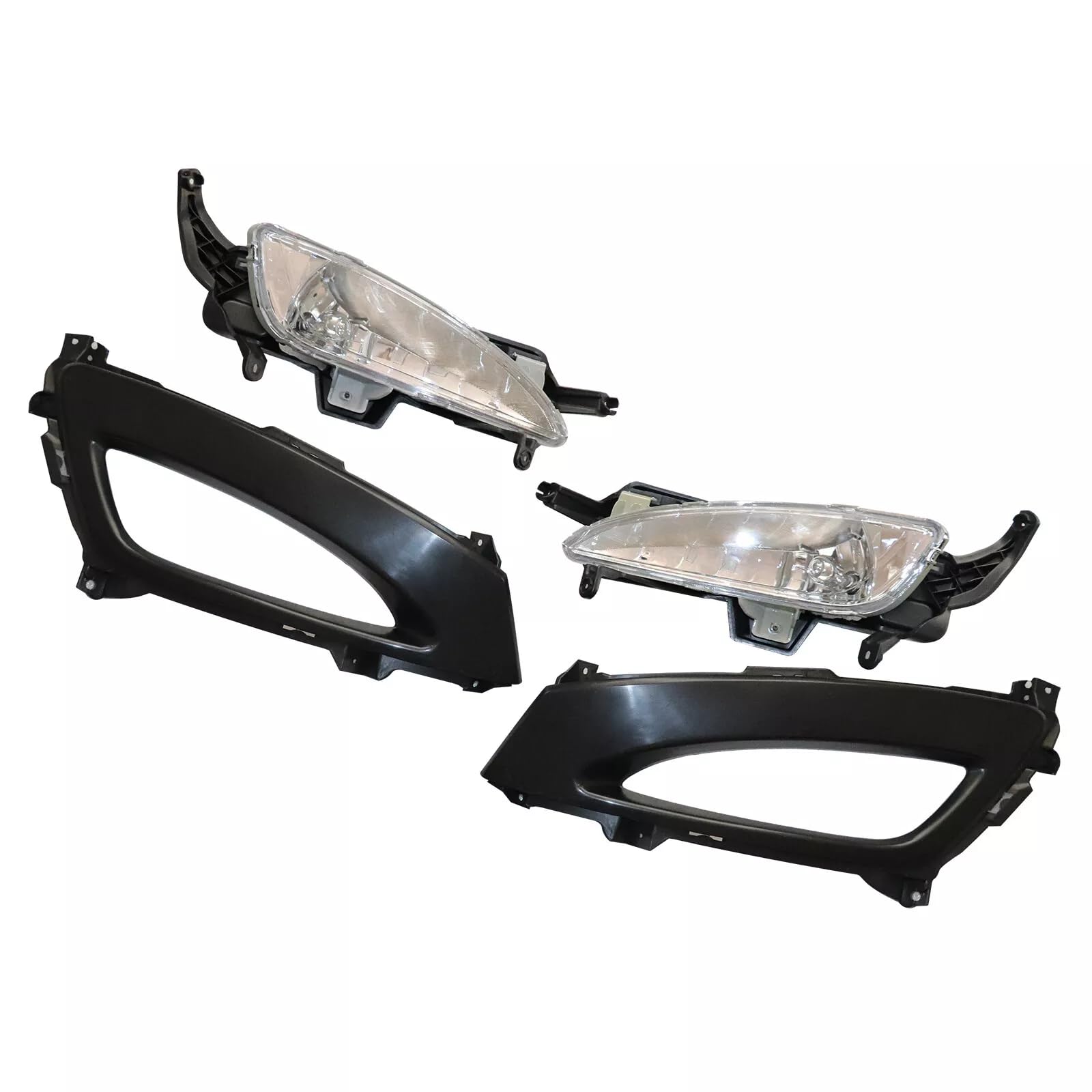 PIAOYUE- For 2011 2012 2013 Kia Optima Fog Lights & Bezels Set - Halogen Front Bumper Lamps, Left + Right 1 Pair, Chrome Housing, Clear Lens (Not for Hybrid)
