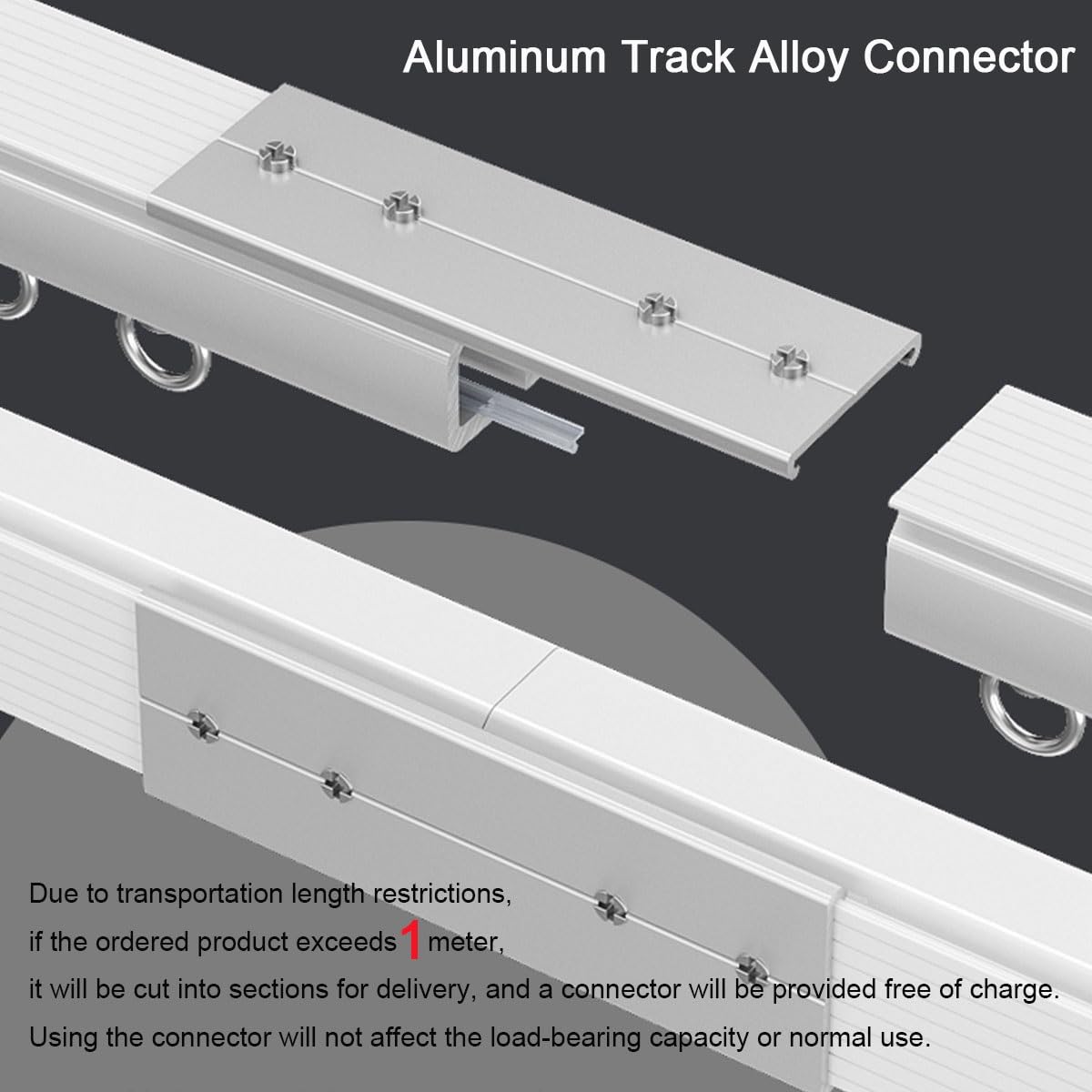 Aluminiowa szyna do zasłon, 1-drożny, montaż sufitowy lub ścienny, 0,5-15 m, ciche rolki, ścianka działowa, biały system karniszy, długość 4,7 m