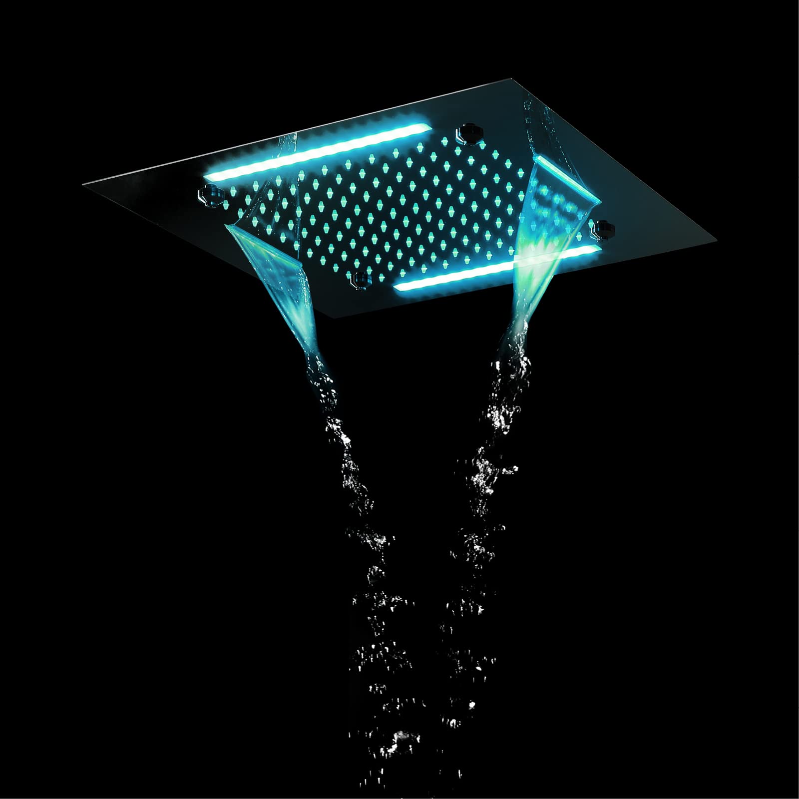 Soffione Doccia A Pioggia Nascosto 400 * 400mm Luce A Led, Soffione A Pioggia A Soffitto Da 16 Pollici Pannello Doccia A Cascata P6729322