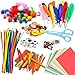 WATINC 800pcs DIY Art Craft Kit pour Enfants Cadeau Bricolage Artisanal Jouets éducatifs Set d'artisanat Pipe Cleaners, Wiggle Googl Yeux, Pompons Scintillant, Plume, Boutons, Bâtons D'artisanat